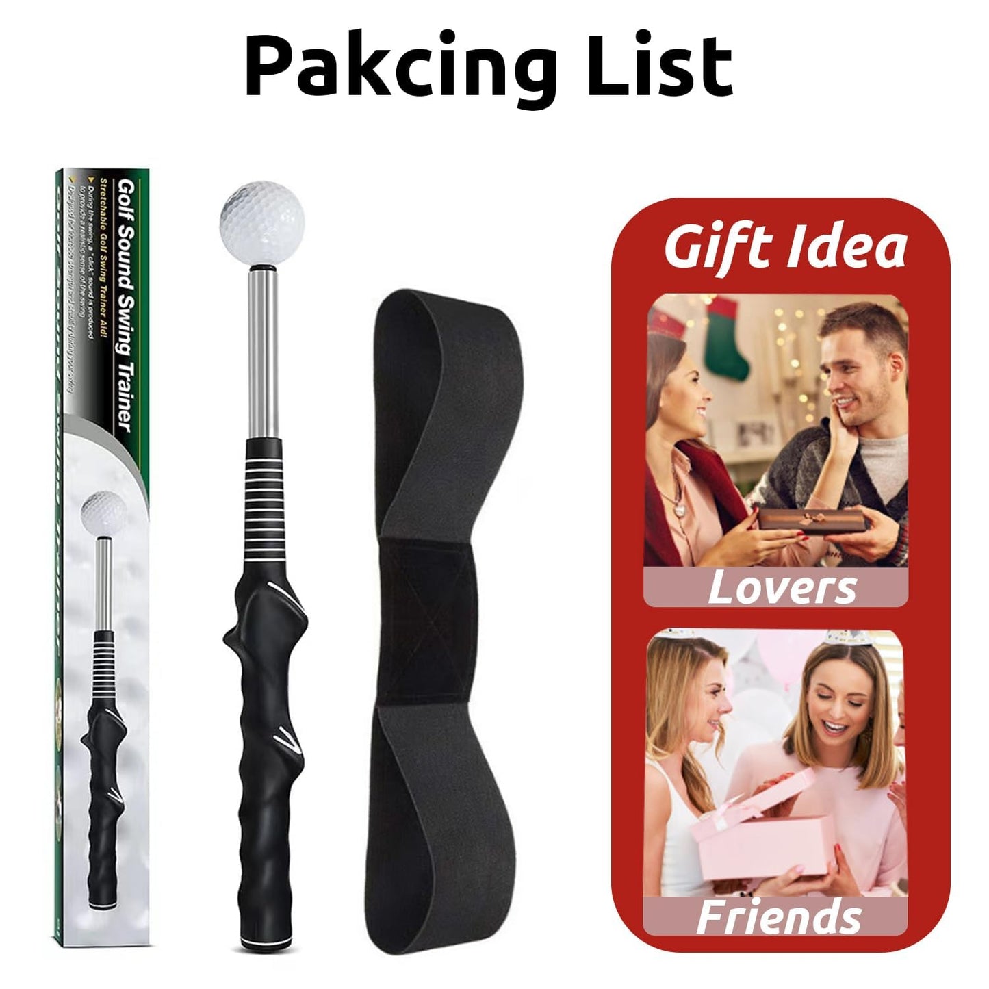 JwKenta Retractable Golf Swing Trainer, Golf Grip Trainer for Warm-ups, Indoor Practice, Right-Handed Golf Clubs, Golf Accessories - Strength and Tempo Training for The chip Shot
