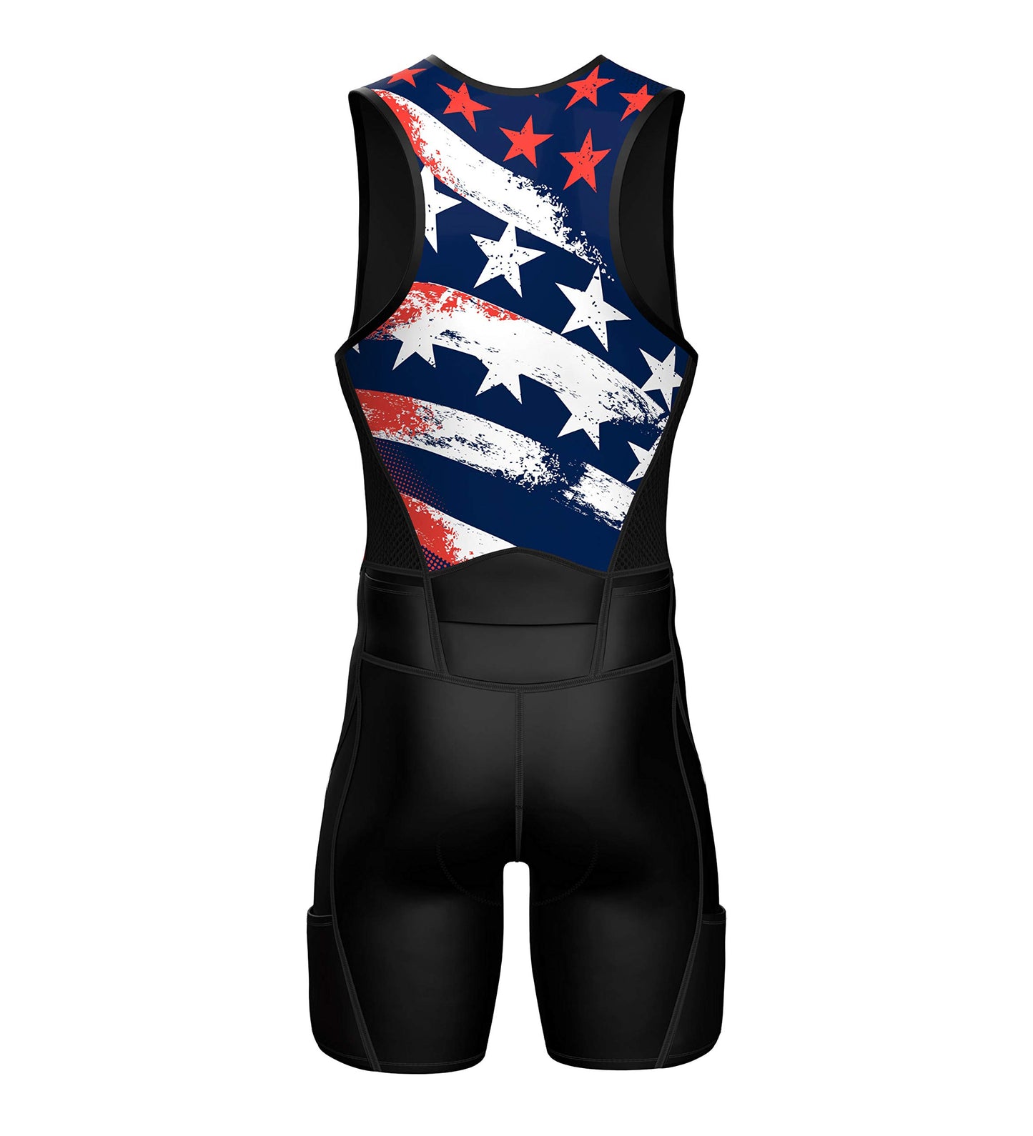 Sparx Men's Premium Triathlon Suit – Padded, Quick-Dry, Compression Fit, Lightweight Tri Suit for Swim, Bike, Run Race & Training (3XL, US_Flag)