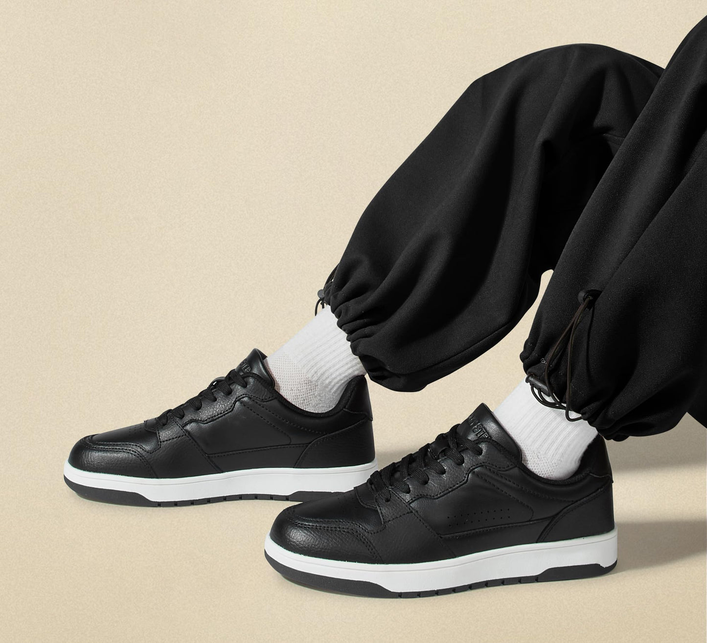 LUCKY STEP Men's Fashion Sneakers Lace Up Casual Low Top Anti-Slip Tennis Skateboard Basketball Walking Shoes(Black,10)