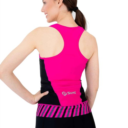 SLS3 Triathlon Top Women - Sleeveless Tri Top Women - Comfortable & Great Fit Triathlon Shirts or Singlet, No Shelf Bra (Black/Tropical Camo, Large)