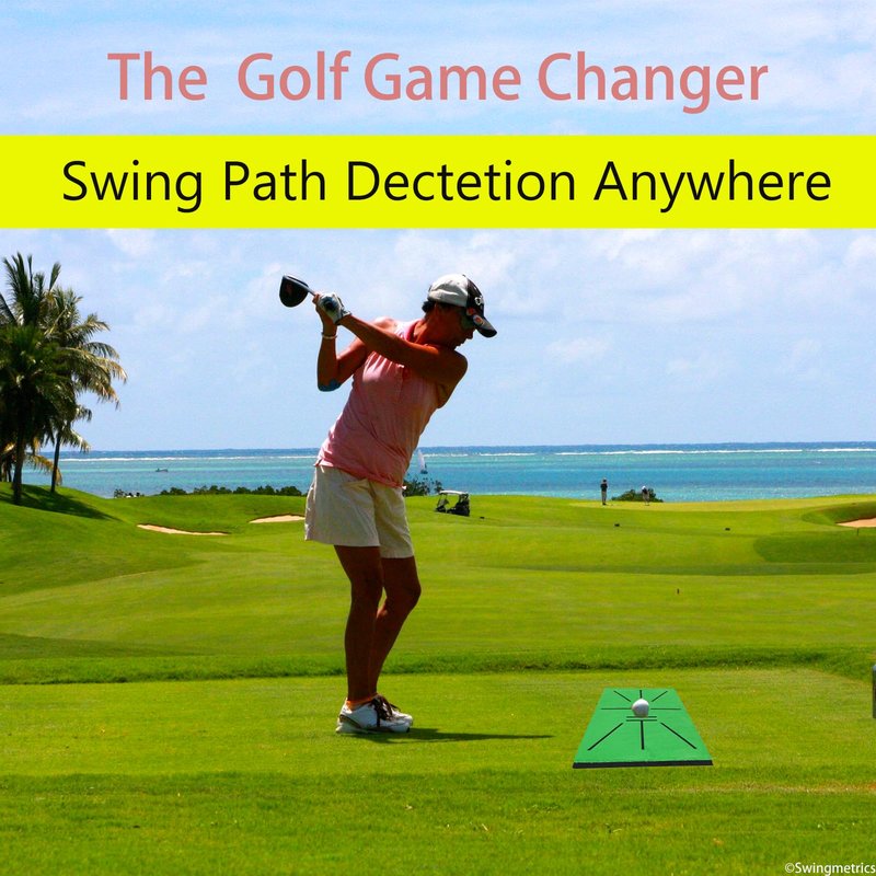 Swingmetrics Golf Hitting Mat – Swing Path Detection with 14''x9'' Aluminum Base 3'' Dual Ground Spikes – Golf Practice Mat for Outdoor Use, Swing Feedback & Training Aid (Swing Path Only)