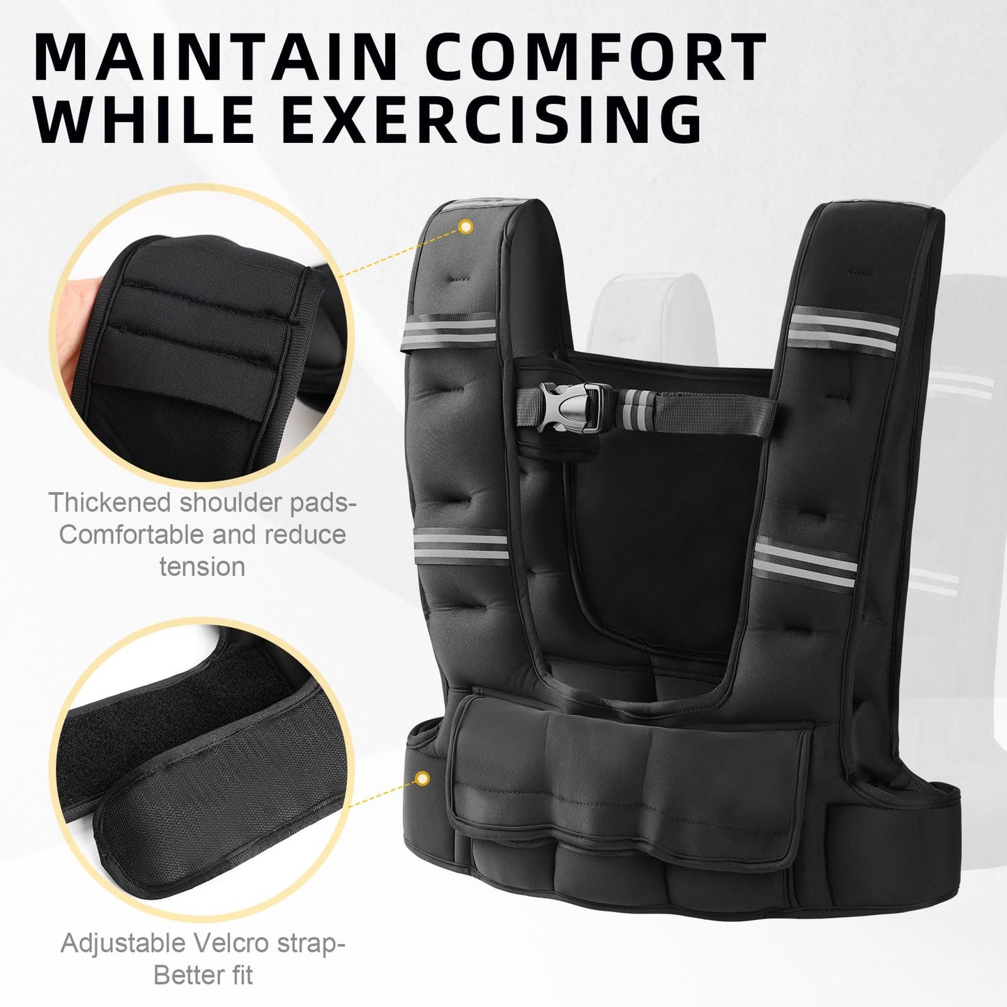 Prodigen Adjustable Weighted Vest Woman, 4–12lb Weighted Vest with 6 Removable Weight Bags and Pocket | Weight Vest for Men and Women – Ideal for Walking, Running, Weight Loss, Strength Training