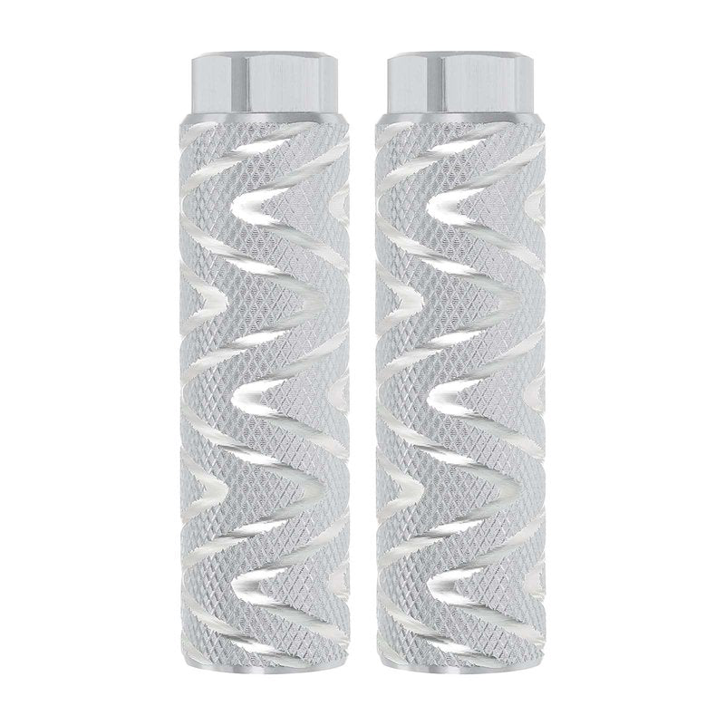 PATIKIL Bike Pegs Fit 3/8 Inch Axles, 2 Pack Aluminum Alloy Anti-Skid Lead Foot Small Bicycle Peg Back Seat Stands with Stripe for BMX Mountain Dirt Bike Cycling Rear, White