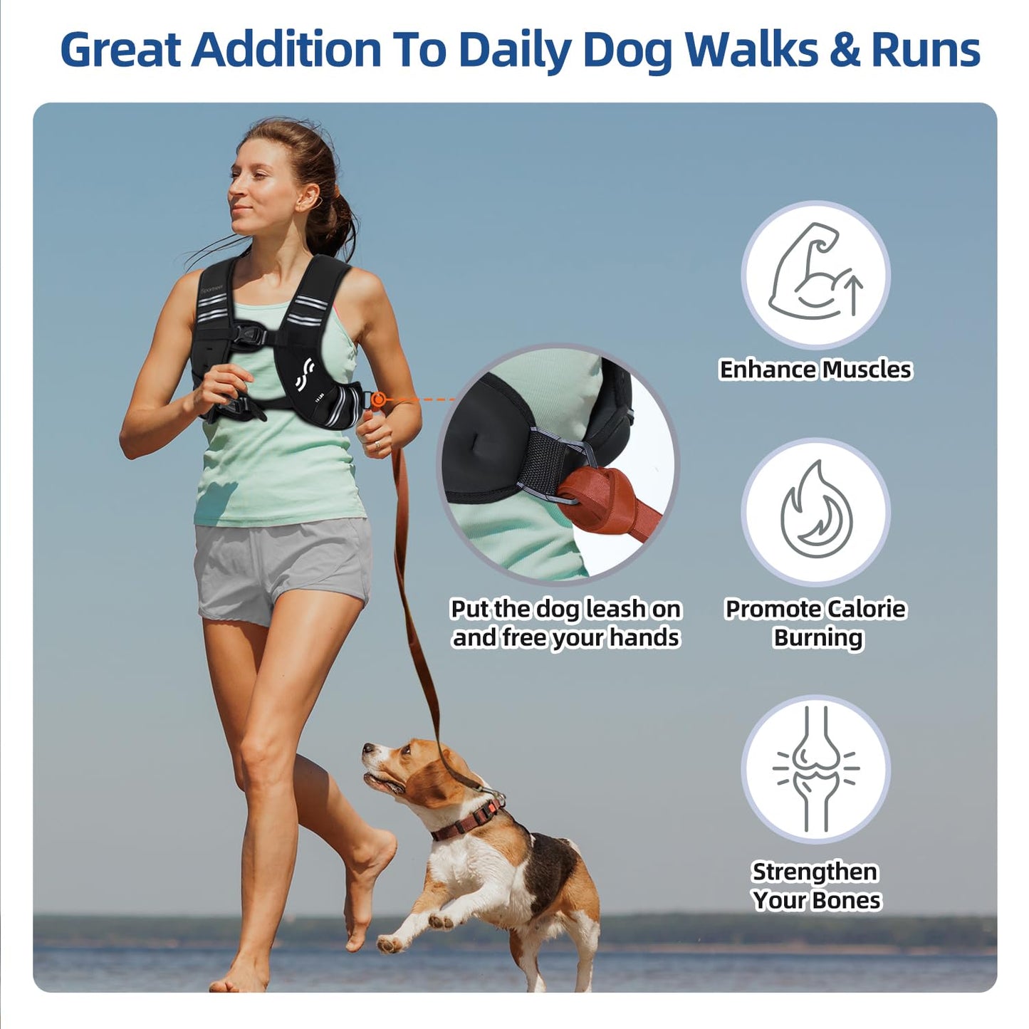 Sportneer Weighted Vest for Women Men: 12lb Comfortable Weight Vest with Storage Pocket Reflective Stripe Rucking Vest for Walking Running Strength Training Fitness Weight Loss Weightlifting Black