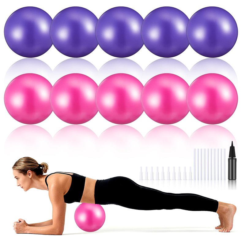 Kifmurase 10Pcs Small Exercise Balls, 9 Inch Mini Pilates Ball, Yoga Therapy Core Ball, Barre Equipment Mini Yoga Balls for Stability, Fitness, Physical Therapy, Stretching at Home Gym & Office