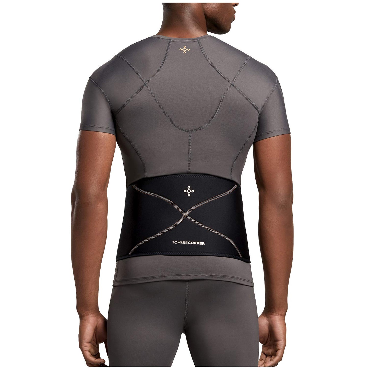 Tommie Copper Men’s Comfort Back Brace, Sweat Wicking Breathable Back & Muscle Compression Support for Everyday - Black - Small/Medium