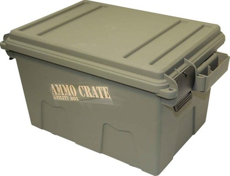 MTM AC5C 5-Can Ammo Crate Mini, Convenient size, Store 650 rounds of 9mm bulk ammo, Stackable & ACR7-18 Ammo Crate Utility Box, Large, Green, Forest Green/Black