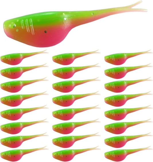 Split-Tail Crappie Lures - 24 Soft Plastic Fishing Lures for Bluegill, Panfish, Trout & Bass