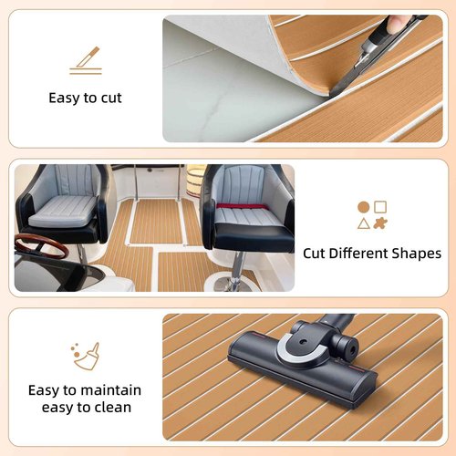 Hjdeck Boat Flooring EVA Foam Self-Adhesive Boat Decking Foam Sheet 94.5"x35.4" Foam Boat Flooring Marine Flooring for Boat Yacht Motorboat Kayak RV Swimming Pool Cooler Tops Golf Cart
