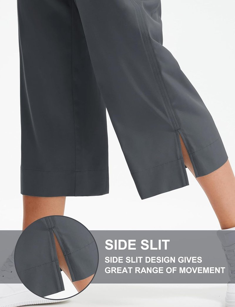 Lightweight Wide Leg Capri Pants for Women - High Waisted, Quick Dry, Casual Travel Style | Loose Fit with Pockets