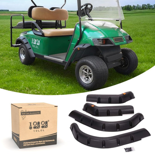 Golf Cart 4Pcs Fender-Flares Fits EZGO-TXT 1996-2013, Heavy-Duty ABS Mud Guard Kit with Reflectors, Scratch-Resistant & Weatherproof, Easy Installation with Hardware
