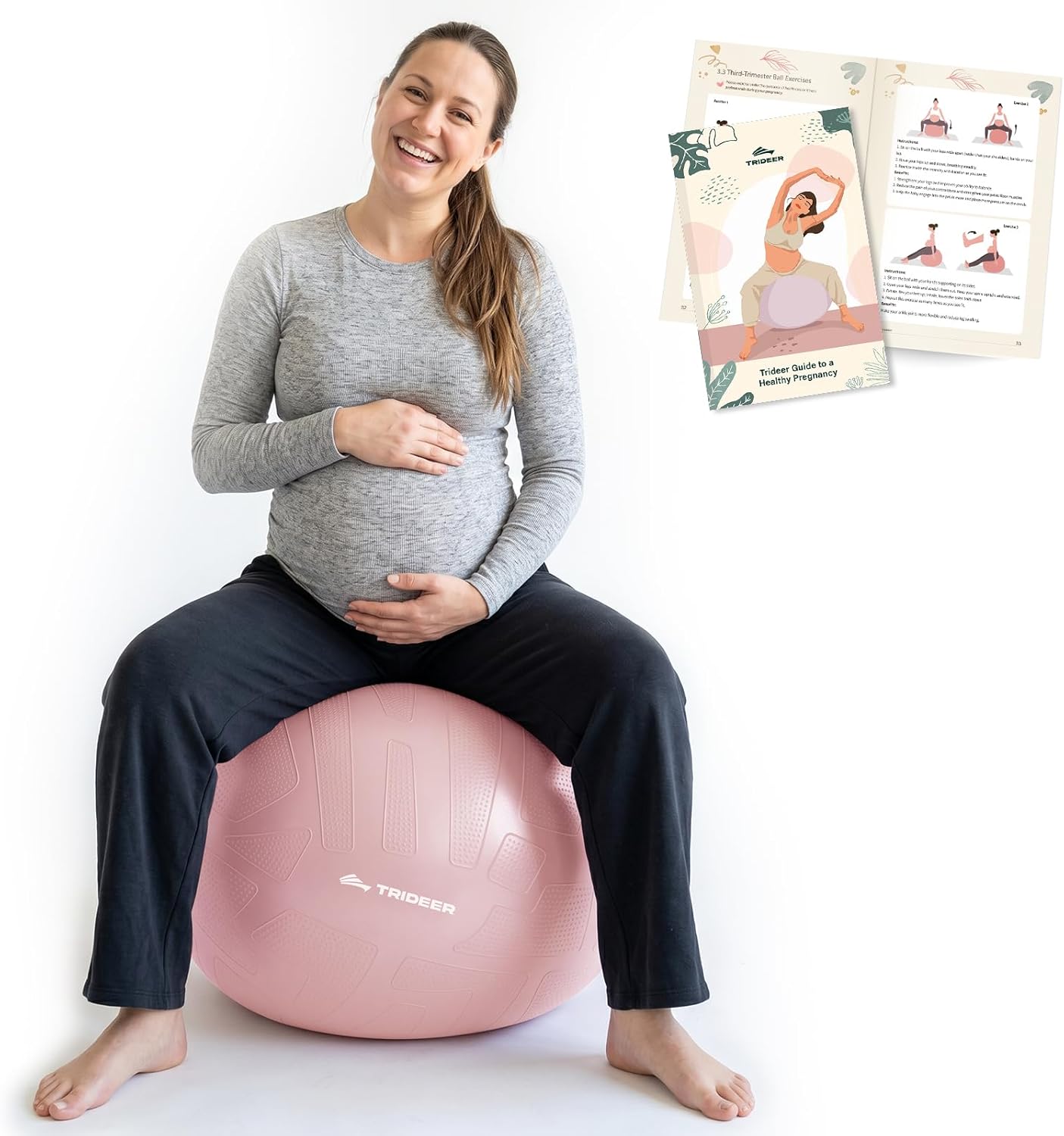 Trideer Pregnancy Birthing Ball - Extra Thick 1.7mm Yoga Ball for Maternity & Labor | 1000LB Anti-Burst Non-Slip Stability