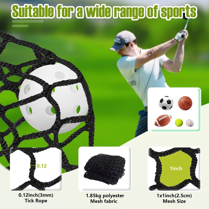 Golf Net Sports Netting Set - 10 x 10ft Practice Net with Target Fabric Rope Rings, Heavy Duty Sports Practice Barrier for Backyard,Indoor, Great Gift for Men/Women/Golf Lovers