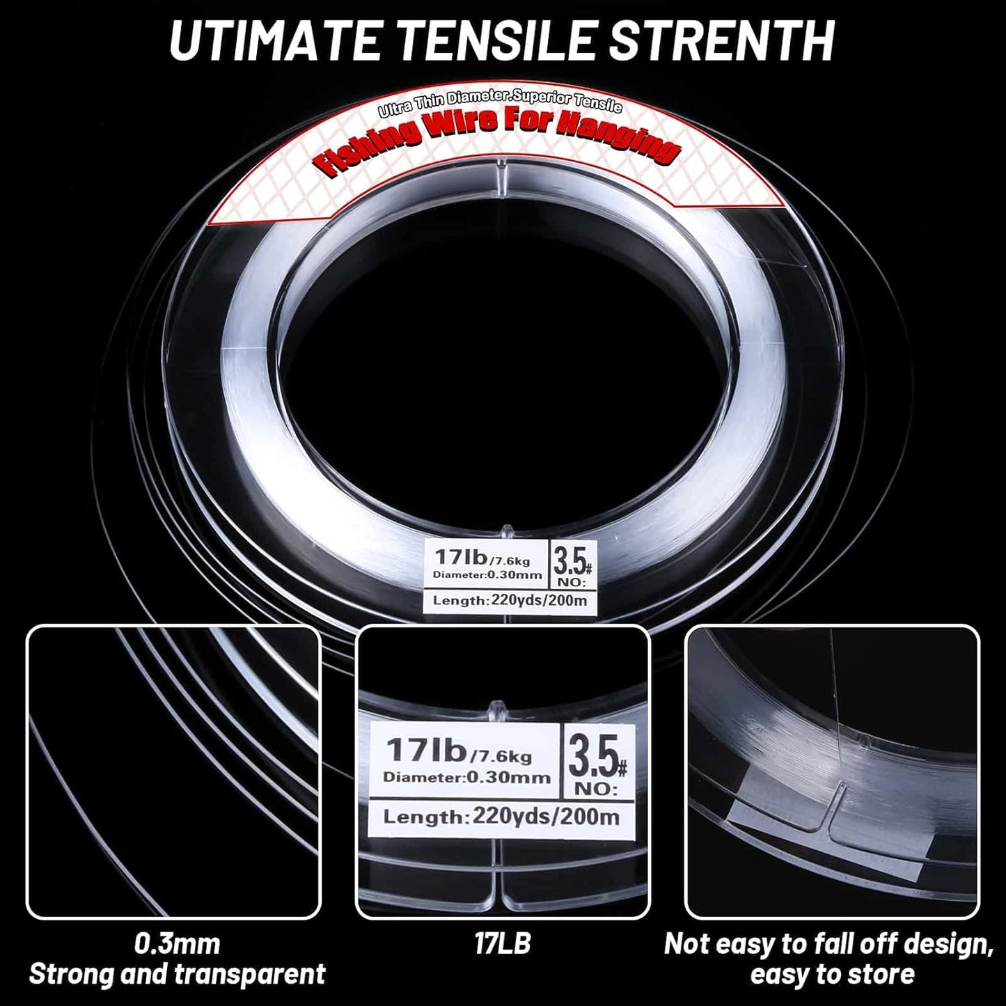 Clear Fishing Wire - 656FT Strong Nylon Line for Invisible Balloon Garland Decorations | Supports 40 Pounds
