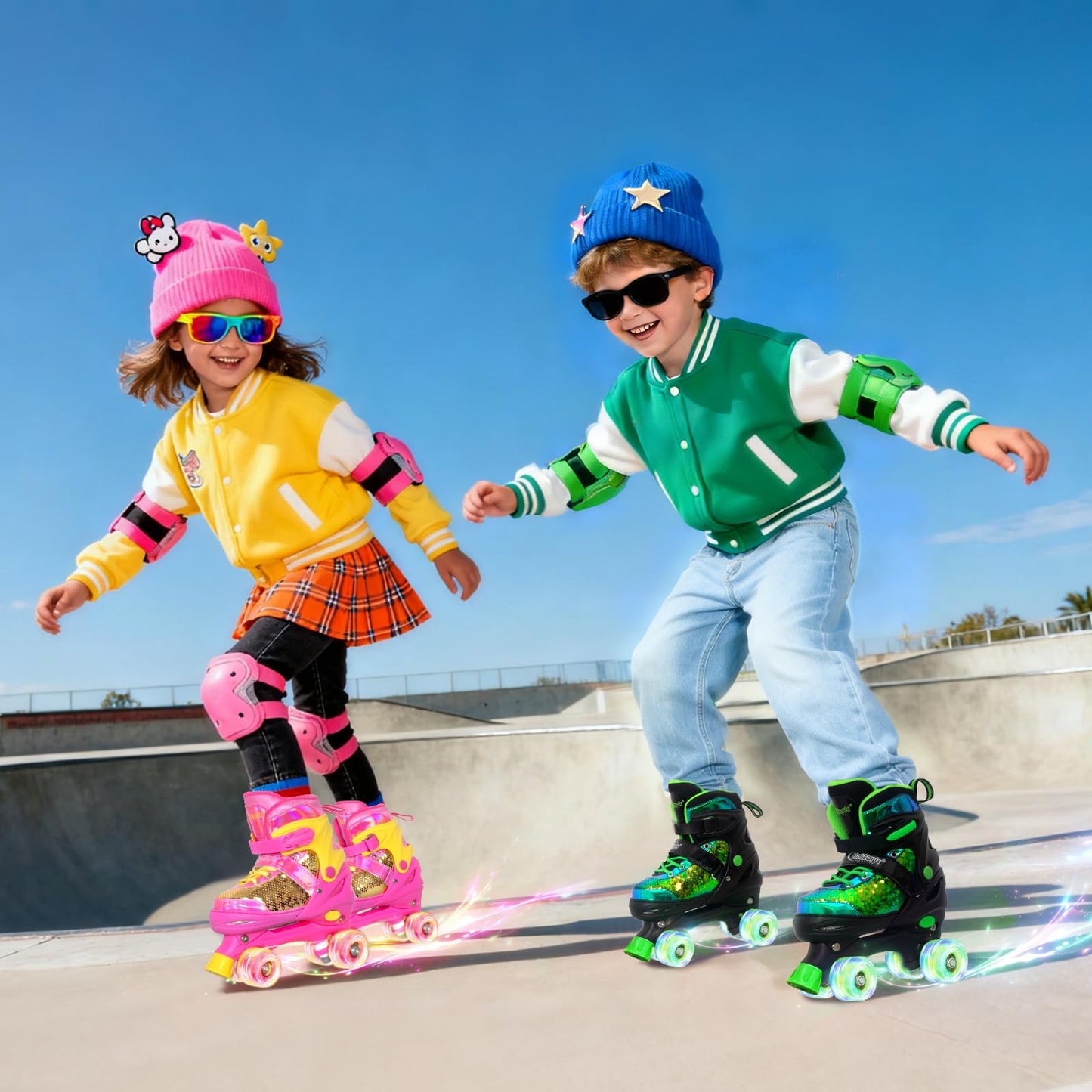 Nattork Kids Roller Skates for Girls Boys Kids 4 Size Adjustable Quad Skates with All Light up Wheels for Kids Beginners, Birthday Gift, Indoor Outdoor Sports patines para niñas