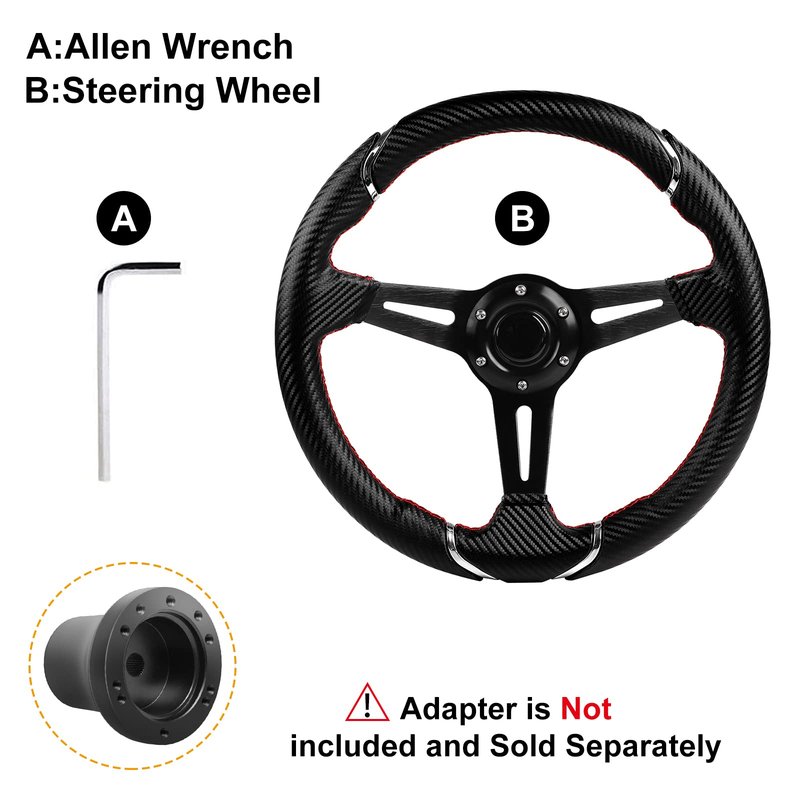 MOSNAI 13.7'' 350mm Deep Dish Steering Wheel, Racing Golf Cart Fit Club Car DS and Precedent,Yamaha EZGO RXV & TXT