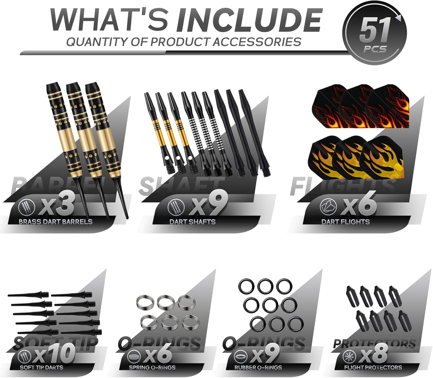Soft Tip Darts Set - 3 Pack Professional Darts with Extra Tips, Flights & Shafts | Ideal for Electronic Dart Boards