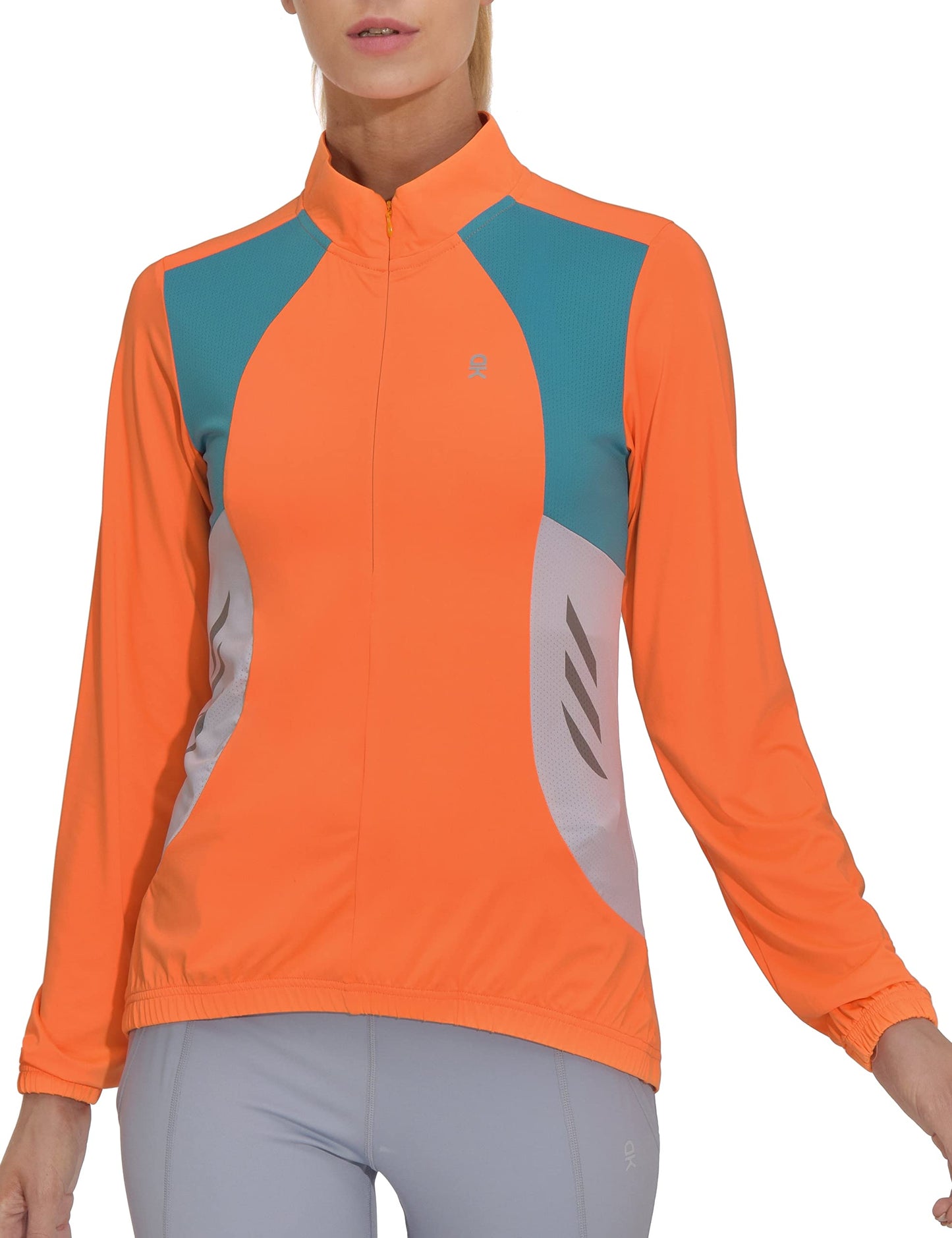 Little Donkey Andy Women's Half Zip Cycling Jerseys Long Sleeve Bike Shirts Running Hiking Orange M