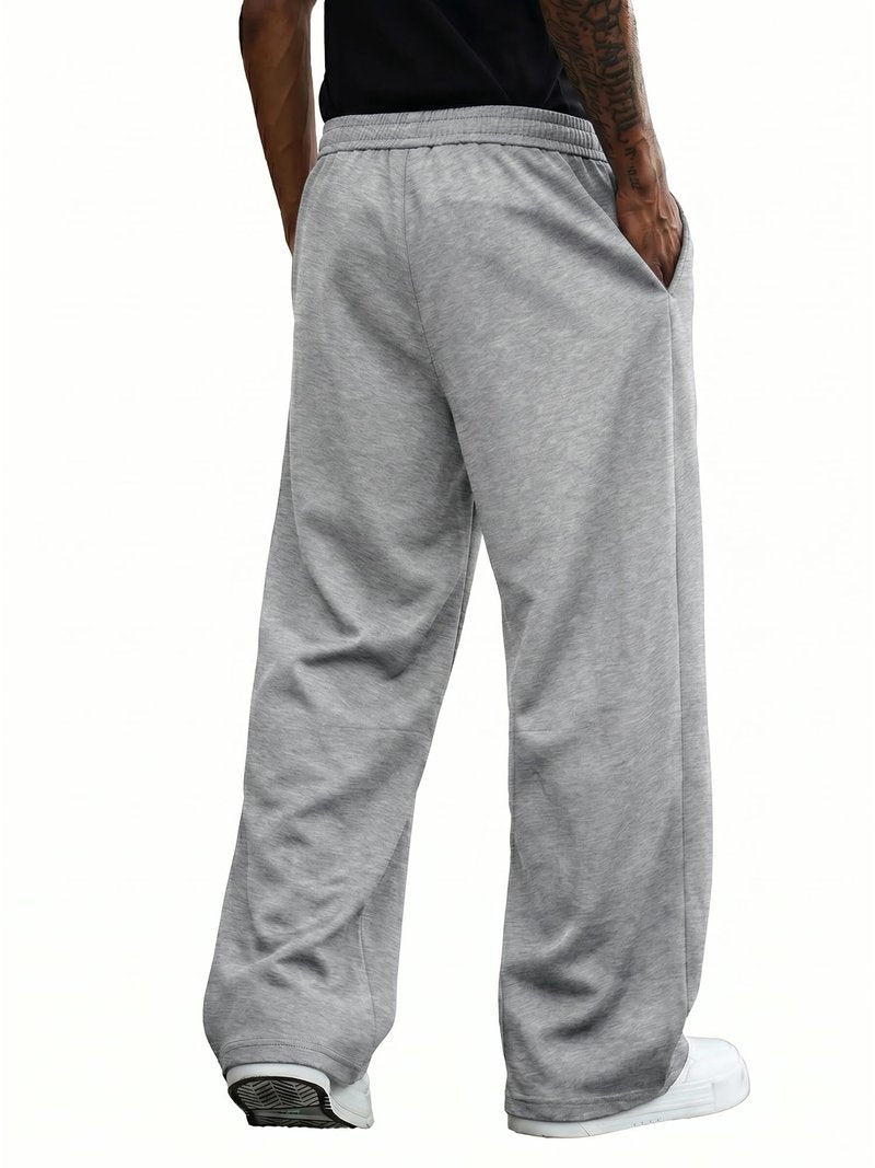 JEMLDL Men's Baggy Sweatpants Women's Streetwear Wide Leg Barrel Sweat Pants Oversized Fashion Long Pants with Pockets Light Gray Medium