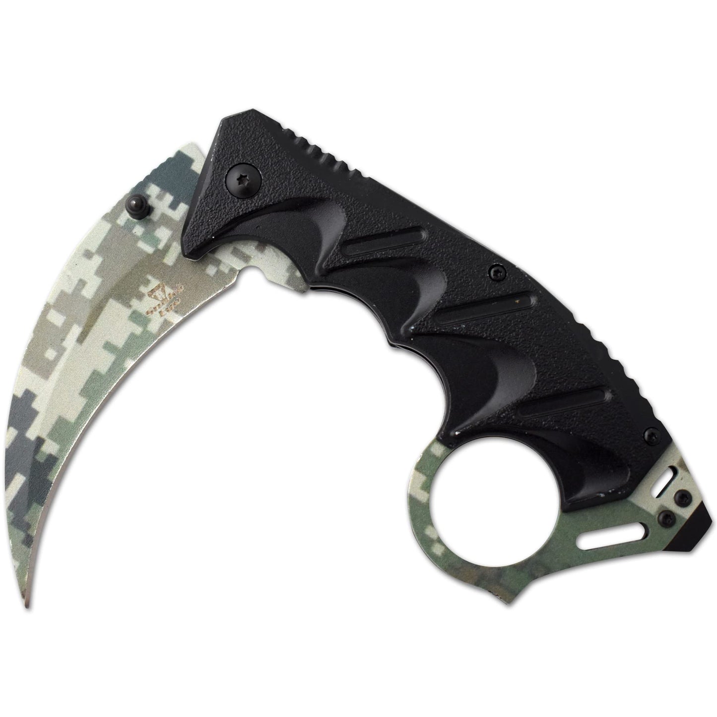 Snake Eye Tactical Everyday Carry Spring Assist Style Folding Pocket Knife EDC (Green Camo)