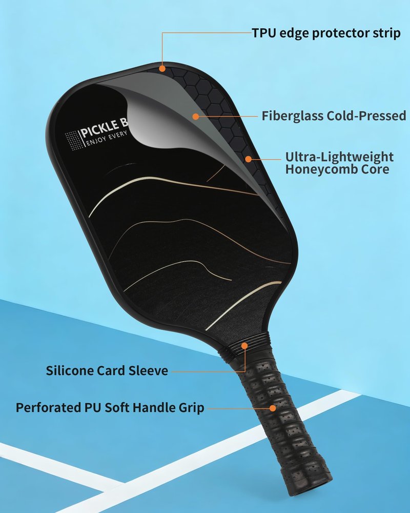 Pickleball Paddles Set of 2 for Beginners & Casual Players, Lightweight Fiberglass Rackets with Large Sweet Spot, Comfortable Grip, Includes 4 Outdoor Balls & Carry Bag – Easy Control & Fun Play Anywh