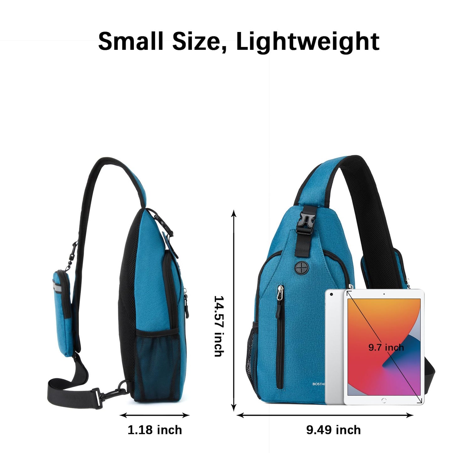 BOSTANTEN Sling Bag, Crossbody Backpack RFID Shoulder Chest Bag for Men Women Travel Hiking Casual Daypack, Blue