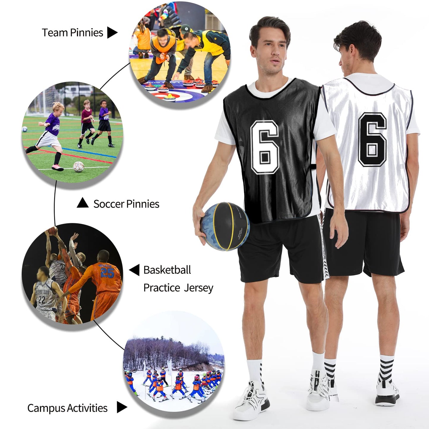 PULUOMASI 12 Pcs Sports Pinnies Numbered for Soccer Basketball Training