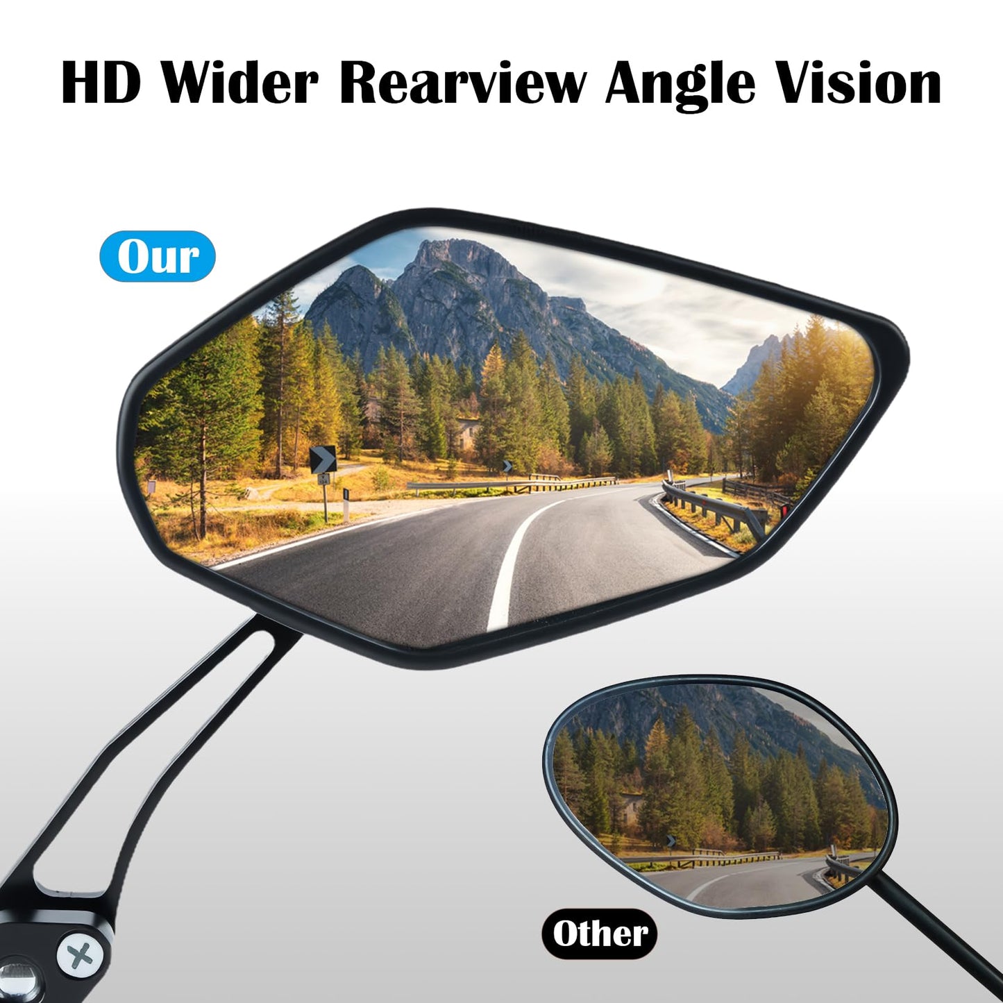 2 Pack Bike Mirrors, 360°Rotatable HD Wide Angle Rear View Mirror - Universal Handlebar Accessories for Mountain/Road Bike, Scooter, E-Bike (Black)