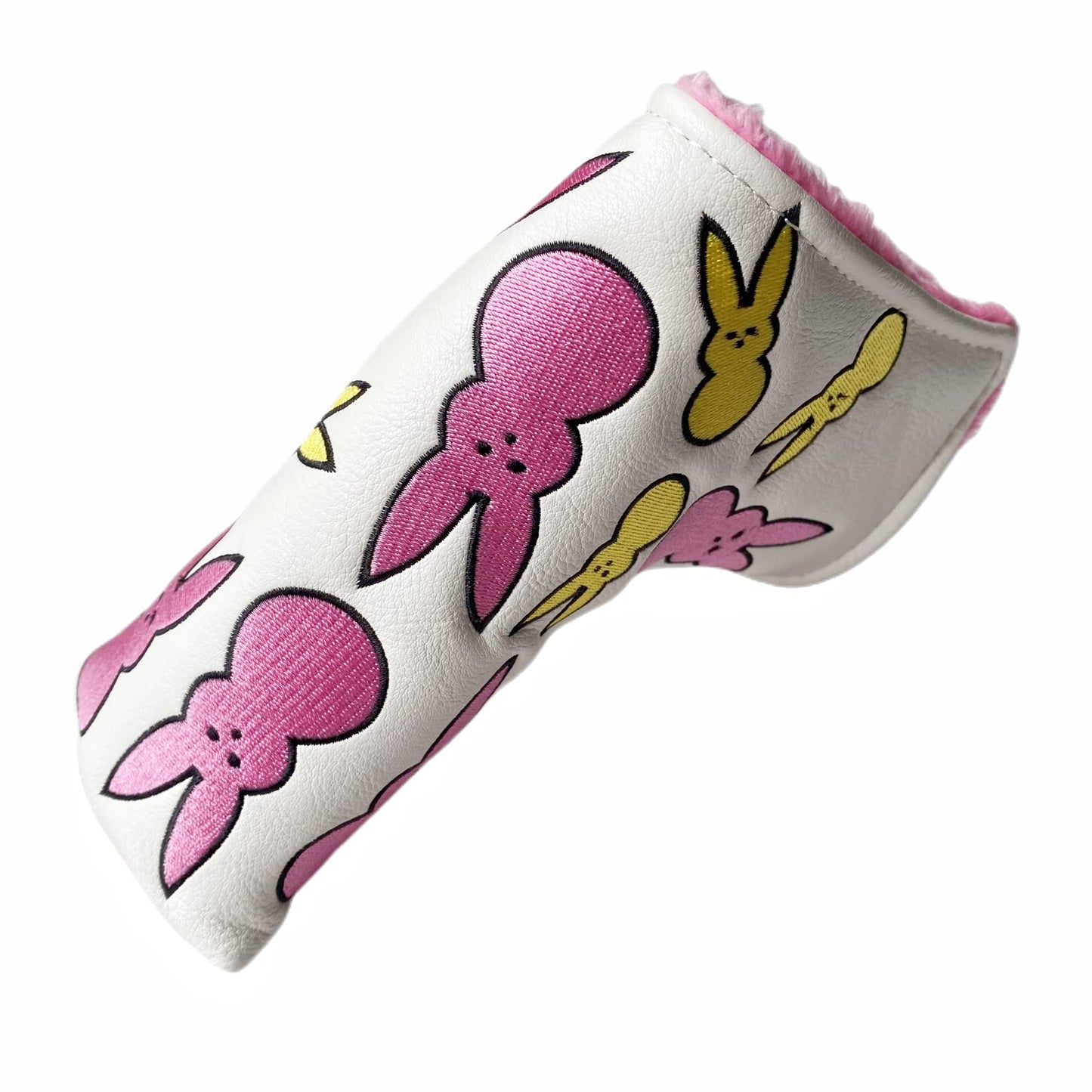 Putter Cover Magnetic Bunny Year Bunny Putter Headcover Golf Putter Head Cover Headcover Magnetic Golf Blade Putter Cover (Pink for Girls, Blue for Boys) (Pink Bunny)
