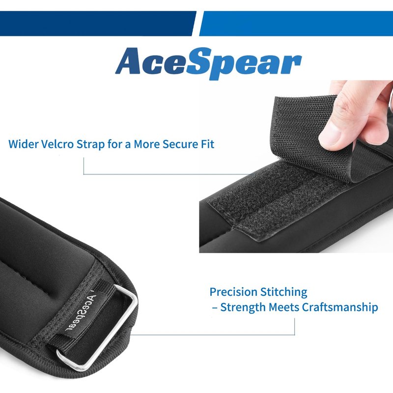 AceSpear Ankle Weights Sets for Men Women Kids 1lb 2lb 3lb 4lb 5lb Leg Weights Arm Wrist Weights Gym for Foot Exercise Training Workout Walking Jogging Yoga (Black, 2 lbs x 2)