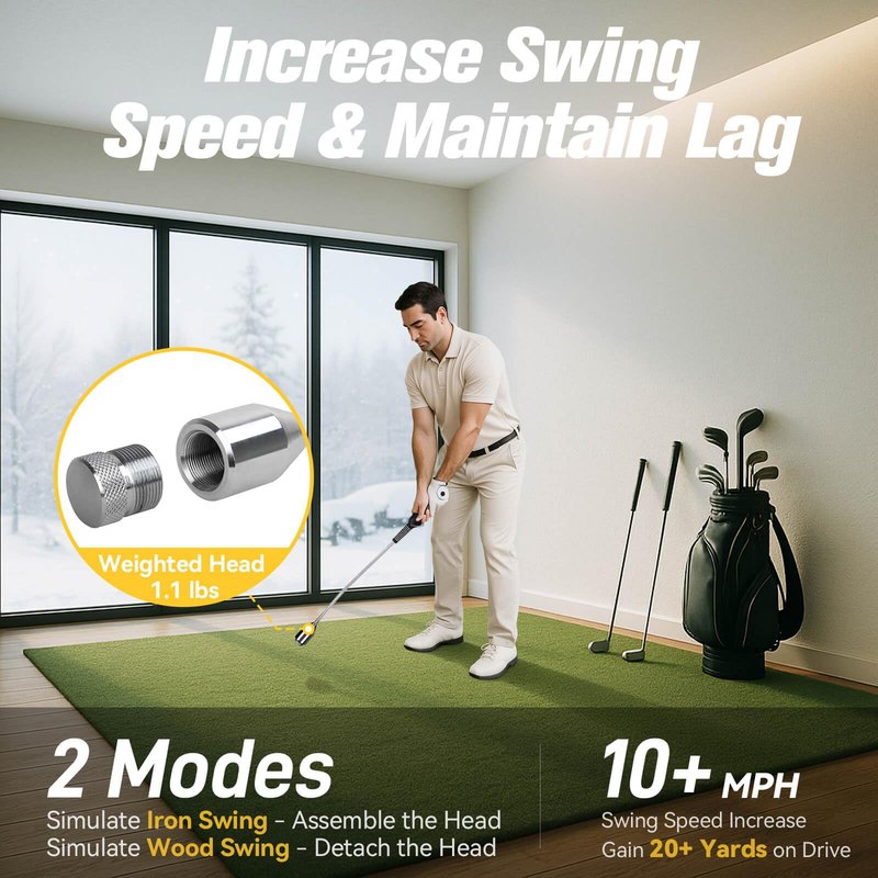 PodiuMax Golf Swing Trainer, Golf Grip Trainer for Tempo & Path, 2 Weights for Iron & Wood Hitting Chipping, Non-Slip Right Hand Ergonomic Swing Training Aid Golfers & Men & Beginners