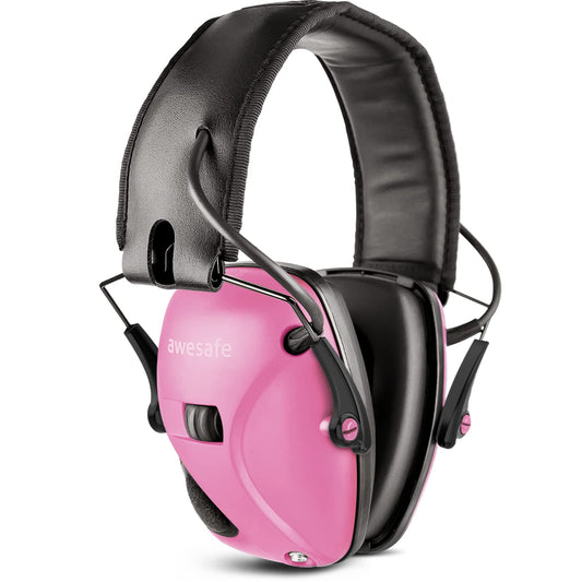 awesafe Electronic Shooting Earmuffs Ear Hearing Protection Headphones for Shooter Noise Reduction Sound Amplification (Pink)