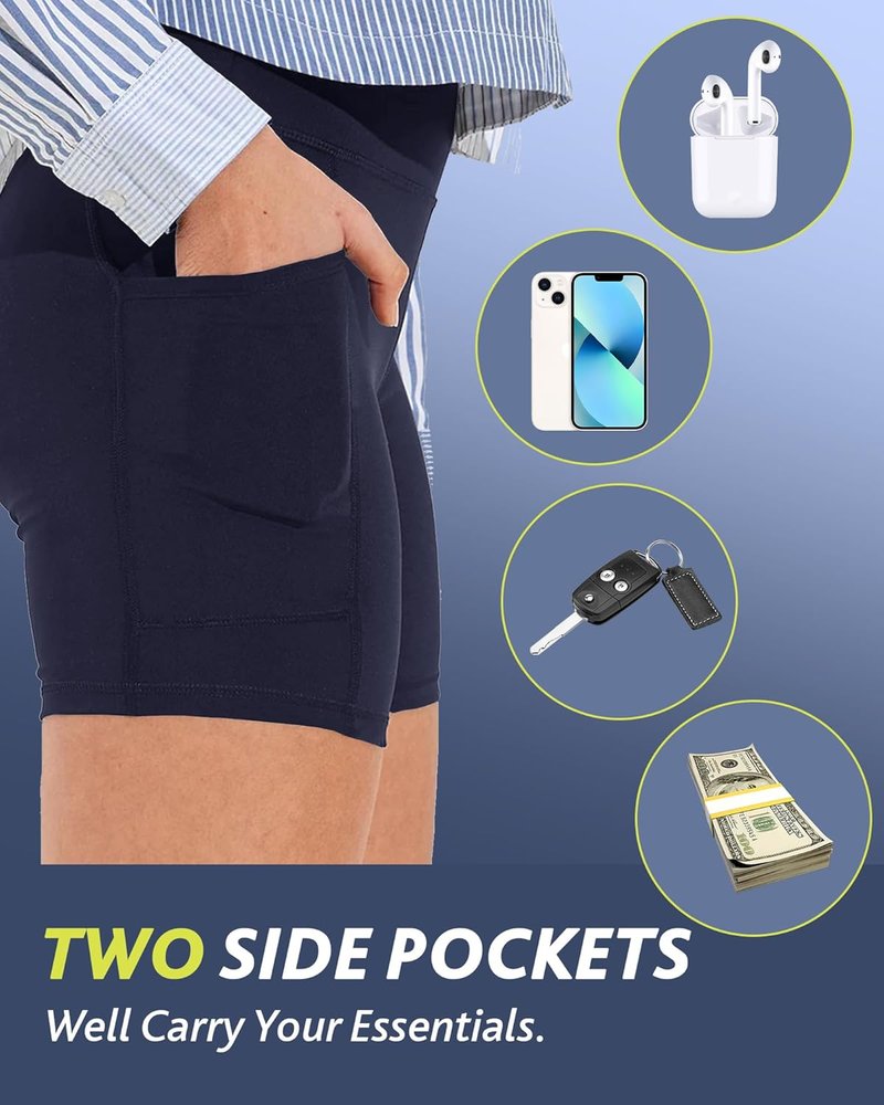 Biker Shorts for Women - High Waisted Spandex with Pockets | Tummy Control Gym & Yoga Shorts (3"/5"/8")