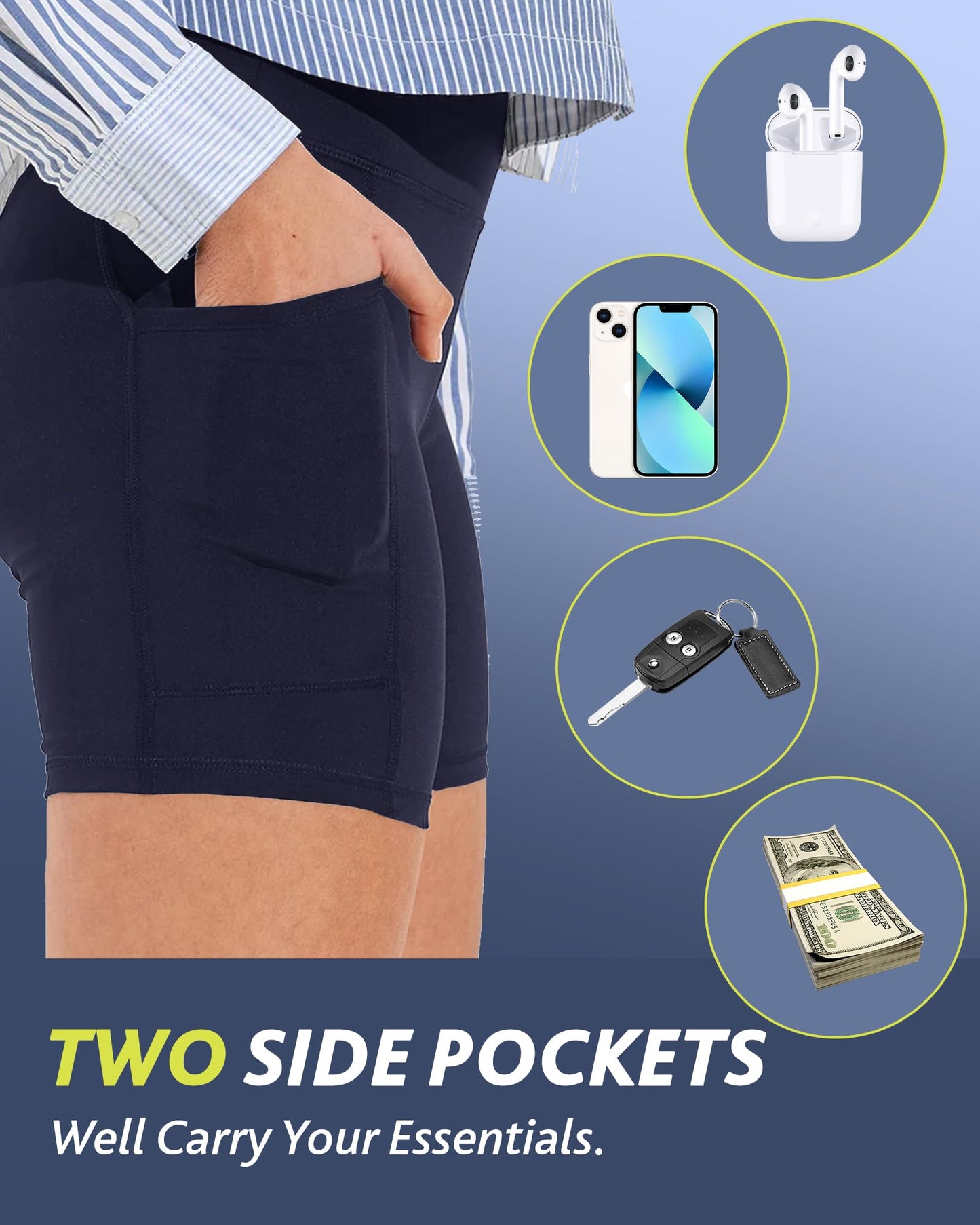 CAMPSNAIL Biker Shorts Women with Pockets - 3"/5"/8" High Waisted Workout Spandex Tummy Control Gym Running Yoga Shorts
