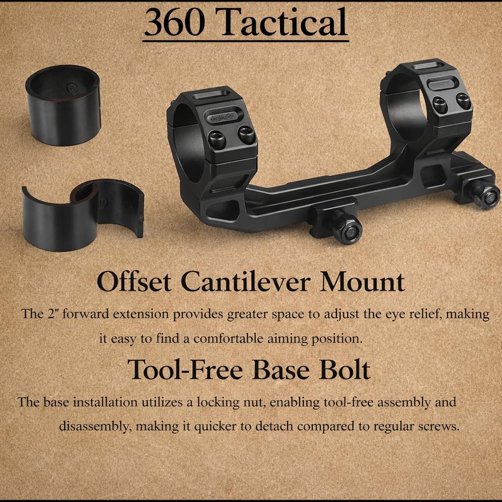 1-6x24 SFP LPVO Compact Scope Mesh Sunshade Cover Zoom Lever 30mm Tube 1200G's Shock Resistant 1/2 MOA Reticle Click Red Ill 6 Levels & Adjustable Scope Mount 30mm or 1 Inch Up to 1.65"" Offset Rings