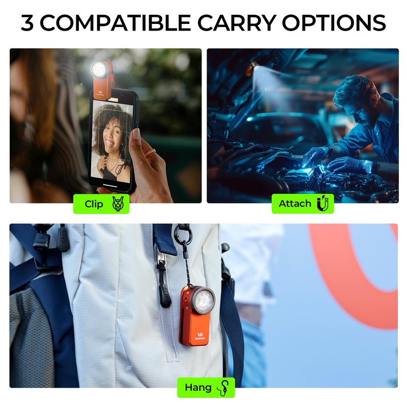 Wurkkos HD03 EDC Flashlight Rechargeable Clip-on Light, 680Lumens Mini Pocket Flashlight with RGB, Magnetic Small Flat Flashlight for Camping, Repairing, Signaling, Cycling (Orange)