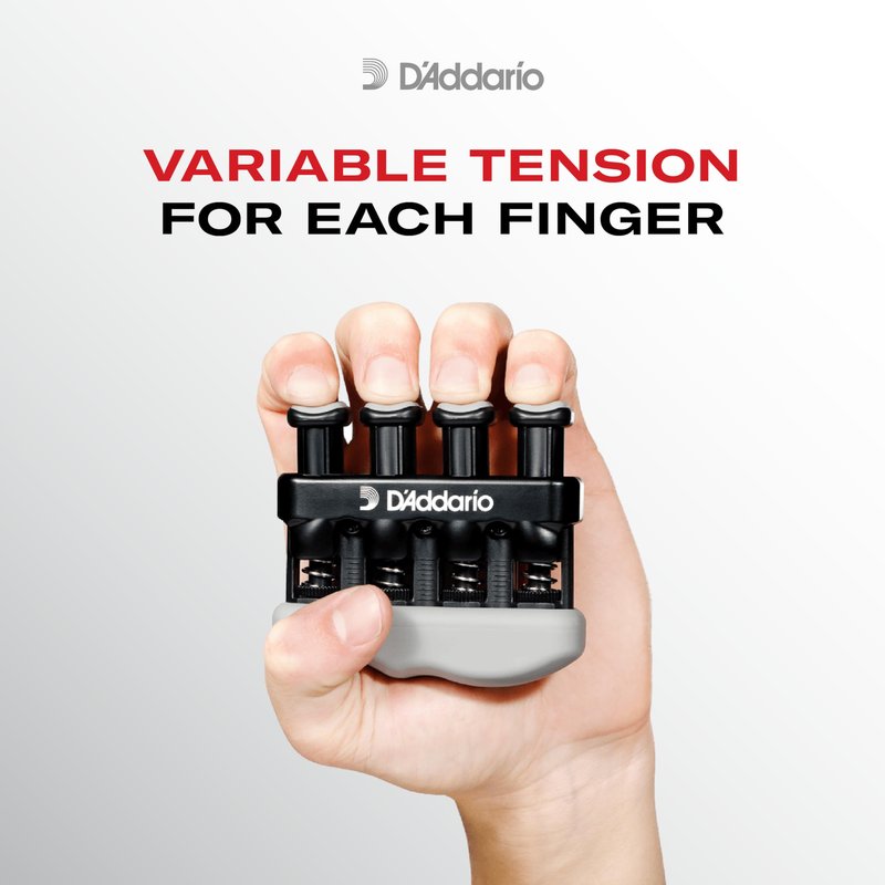 D'Addario Varigrip Finger Strengthener with Fiddilink - Finger Exerciser & Guitar Trainer with Simulated Strings for Callus Building - Strengthening & Coordination Tool for Guitar Players