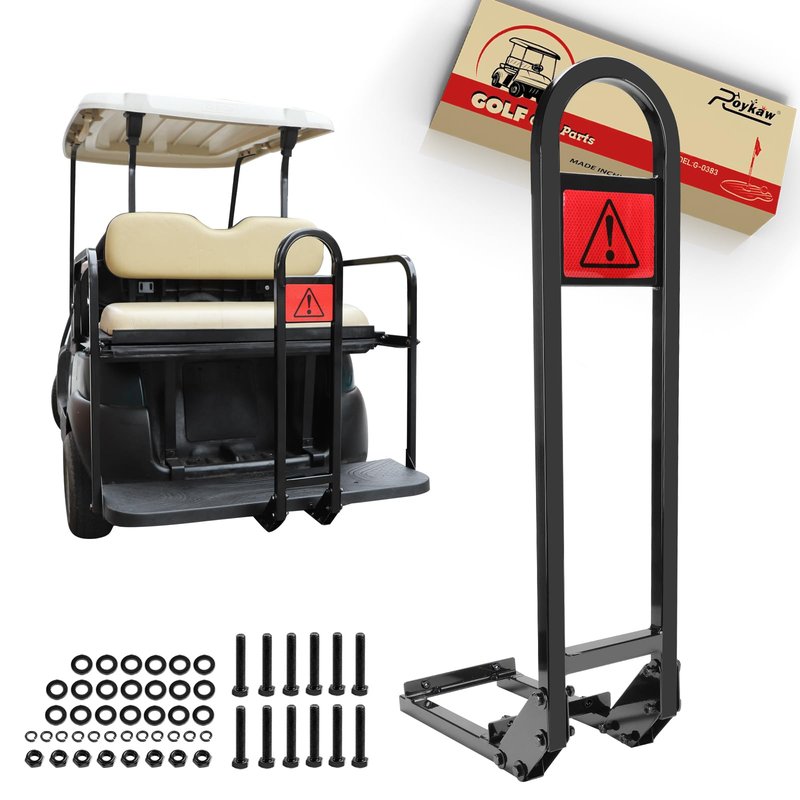 Roykaw Golf Cart No-Drilling Rear Seat Safety Grab Bar Compatible with EZGO, Club Car, Yamaha Gas & Electric Vehicles, Golf Handrail Bar for Rear Seat Passenger, Detachable & Easy to Install