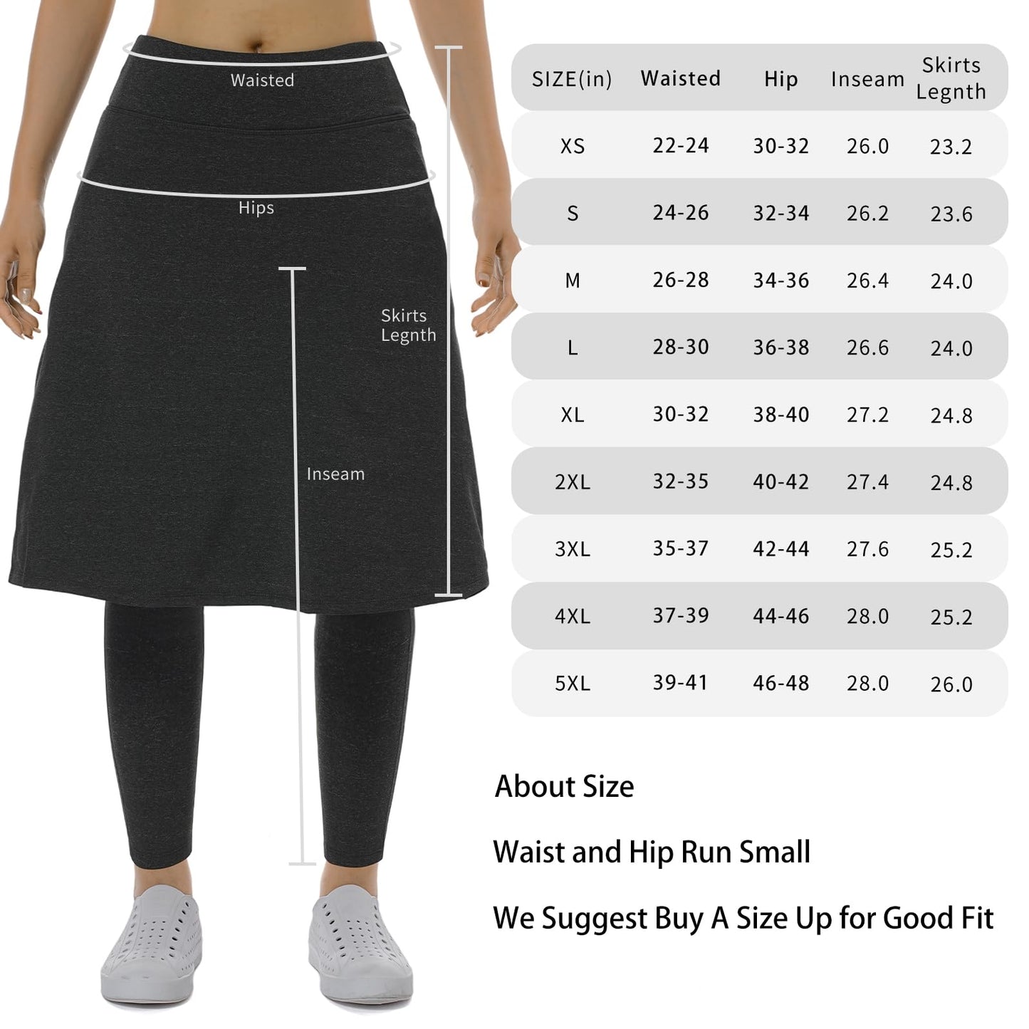 Women Fleece Skirts Zipper Leggings,Knee Length Skirts Leggings Thermal&Winter Skirted Capris Skorts Zipper Pockets(Black Charcoal Full Length 5XL)