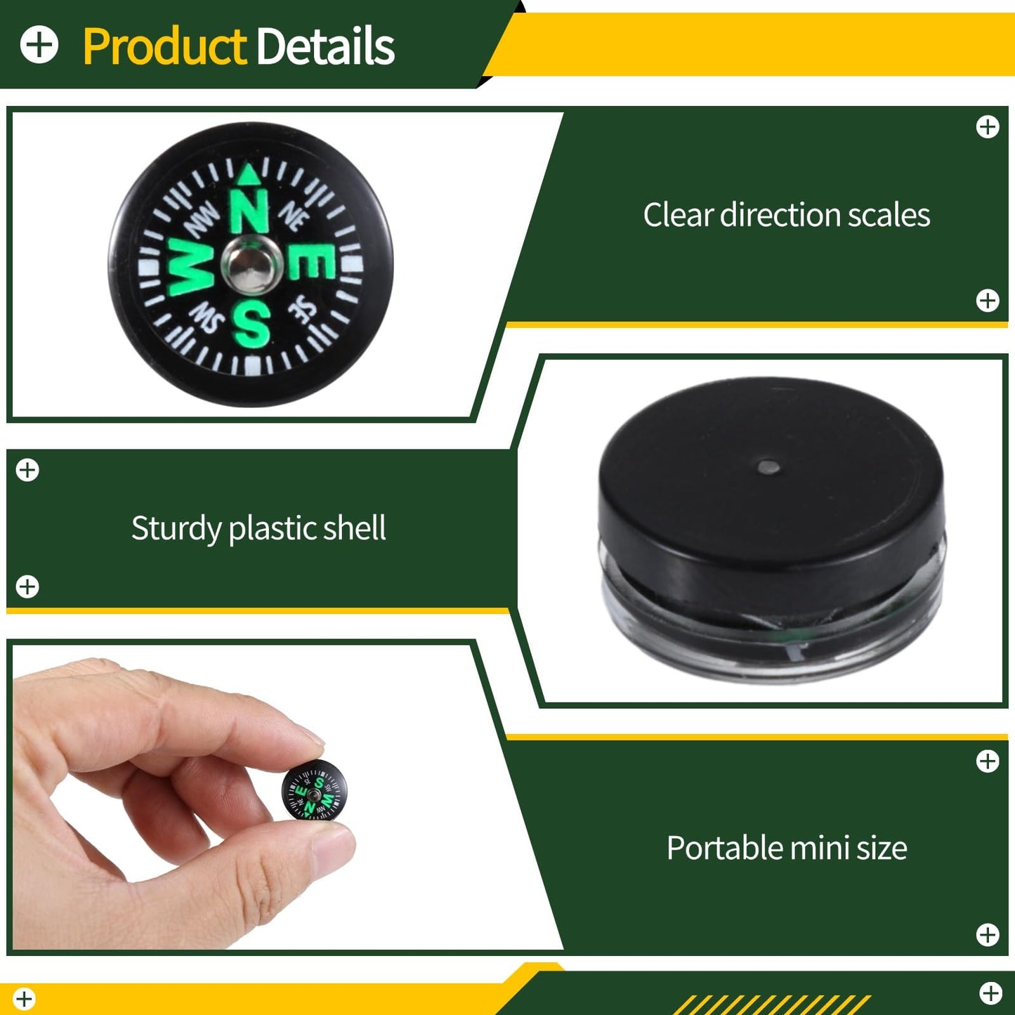 200 Pcs Button Compasses, Mini Oil Filled Compasses, Pocket-Sized Survival Compasses, Portable Plastic Compasses for Hiking, Camping, Touring, and Other Activities
