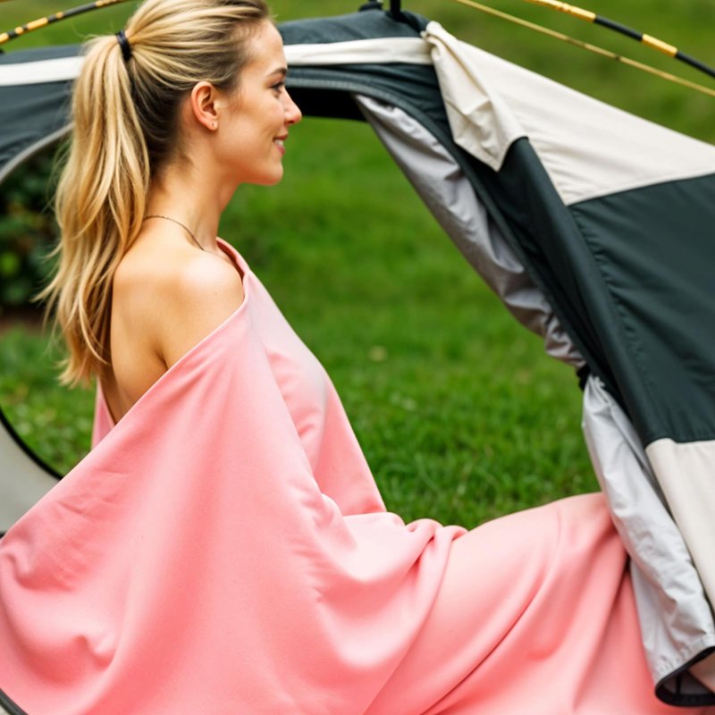 Tan Sleep Sack Reusable Breathable Tanning Sleep Sack Tanning Sheet Protector for Bed Travel, Lightweight Polyester Sleeping Bag Liner with Zipper, Pink