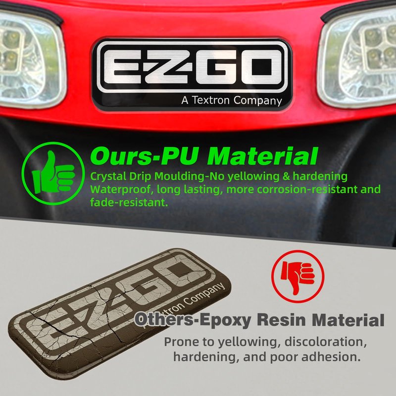Roykaw EZGO RXV Golf Cart Front Name Plate/Emblem for 2008-up Gas & Electric Models, Replaces OEM # 606405 - Black/Silver