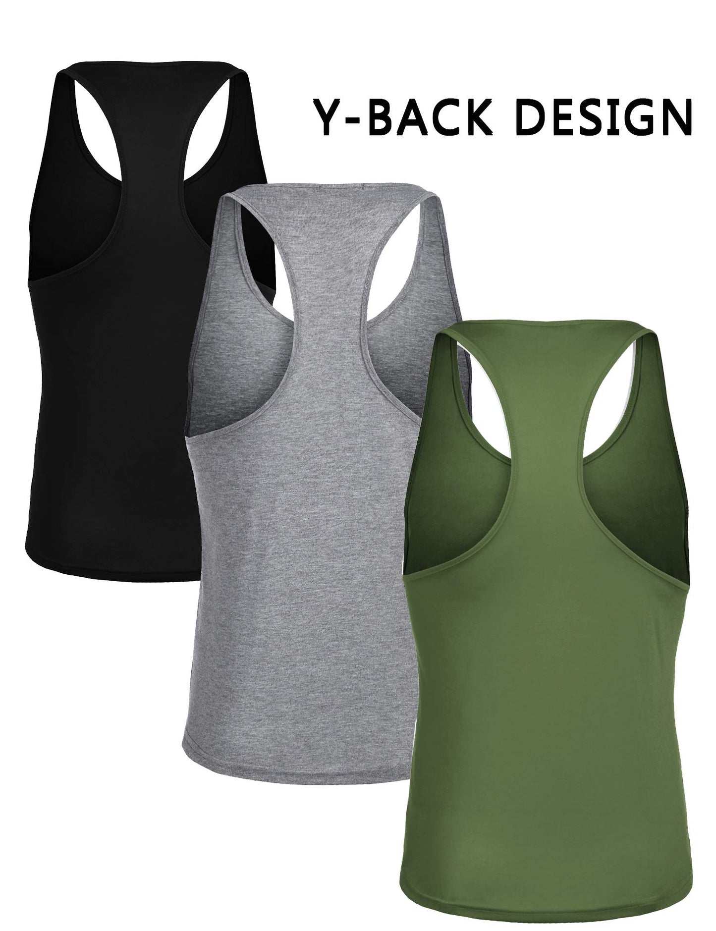 COOFANDY Men's 3 Pack Gym Tank Tops Sleeveless Workout Fitness Tee Y-Back Muscle T Shirts