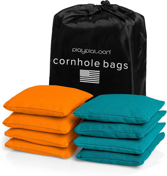 Cornhole Bags - Weather Resistant Set of 8 Regulation Bean Bags | Professional Size & Weight, Two Color Design