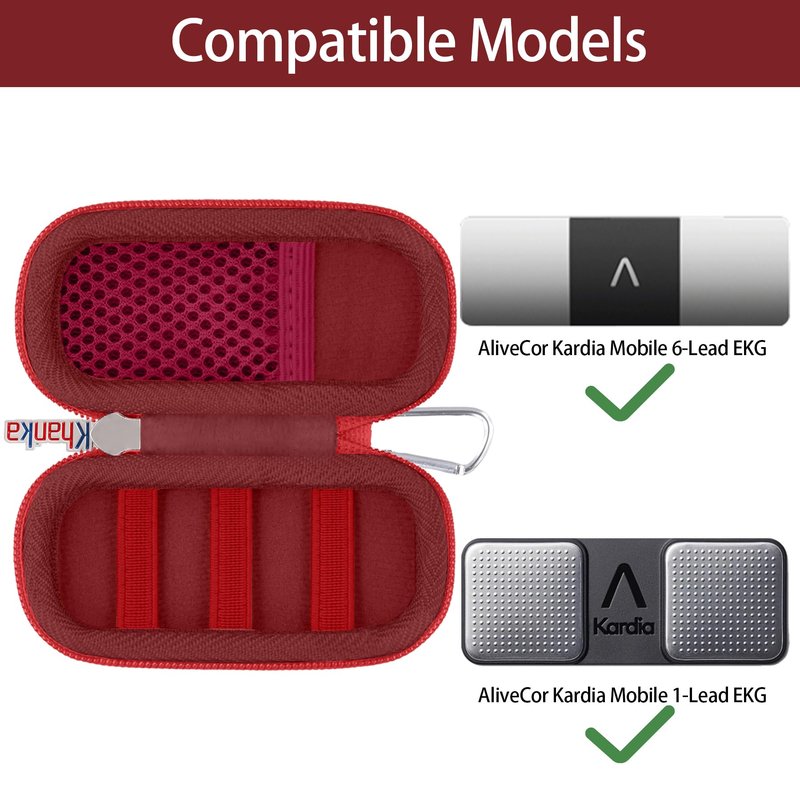 khanka Hard Case for AliveCor KardiaMobile ECG Monitor, Fits KardiaMobile 6L/6L Max, 6-Lead Personal EKG Device, Portable Heart Monitor Storage Case (Case Only)（Dark Red）