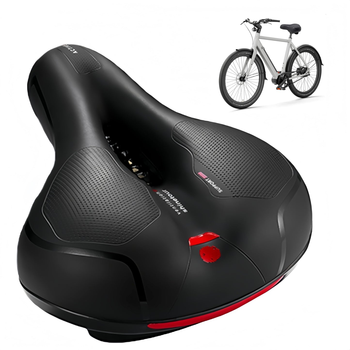 Bike Seat Cushion, Comfort Wide Bike Saddles with Dual Shock Absorption Balls for Men Women, Bicycle Seat Replacement Accessory Fit for Mountain or Road Bikes