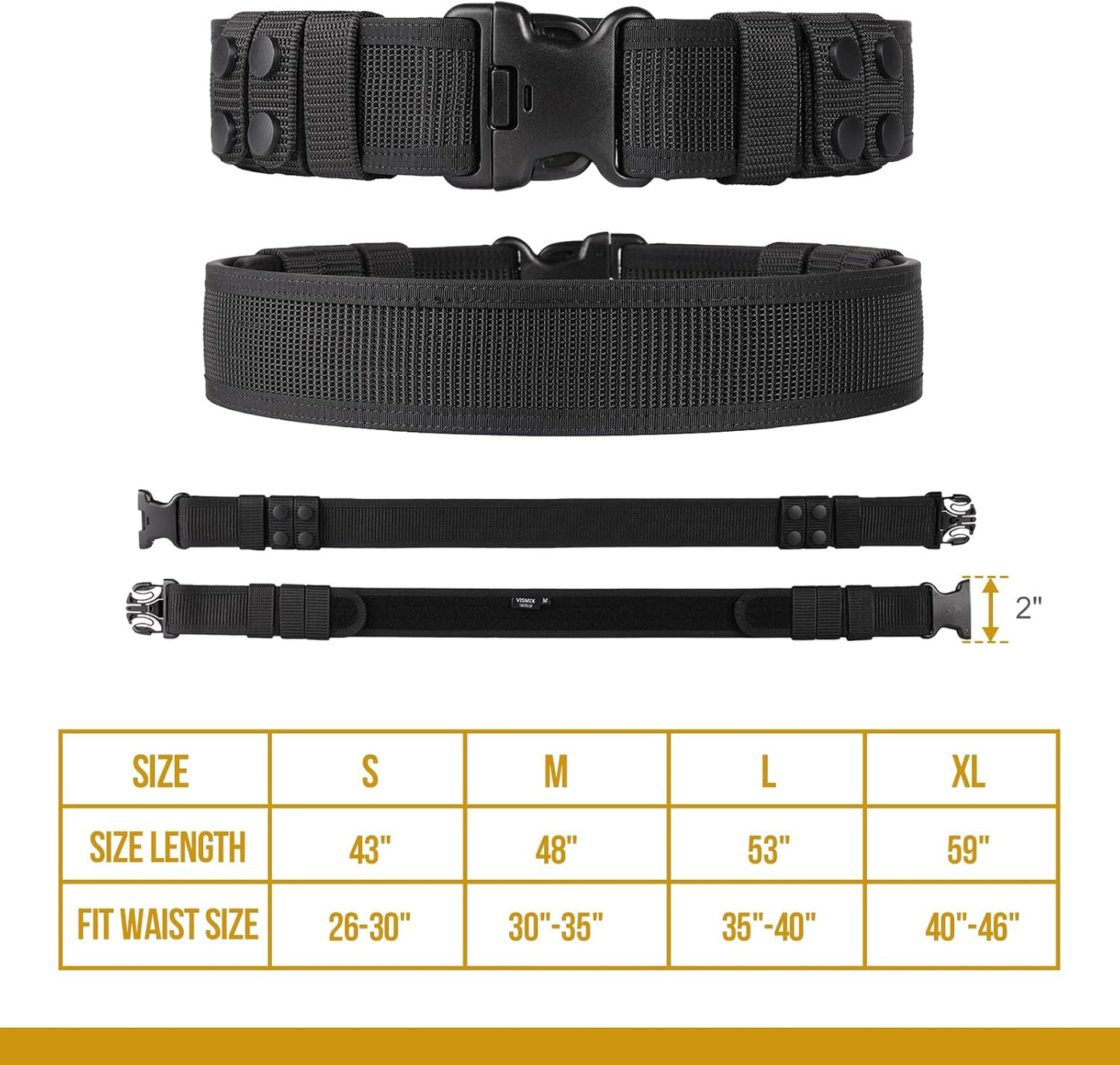 Police Duty Belt - 2" Nylon Security Belt for Law Enforcement | Includes 4 Belt Keepers