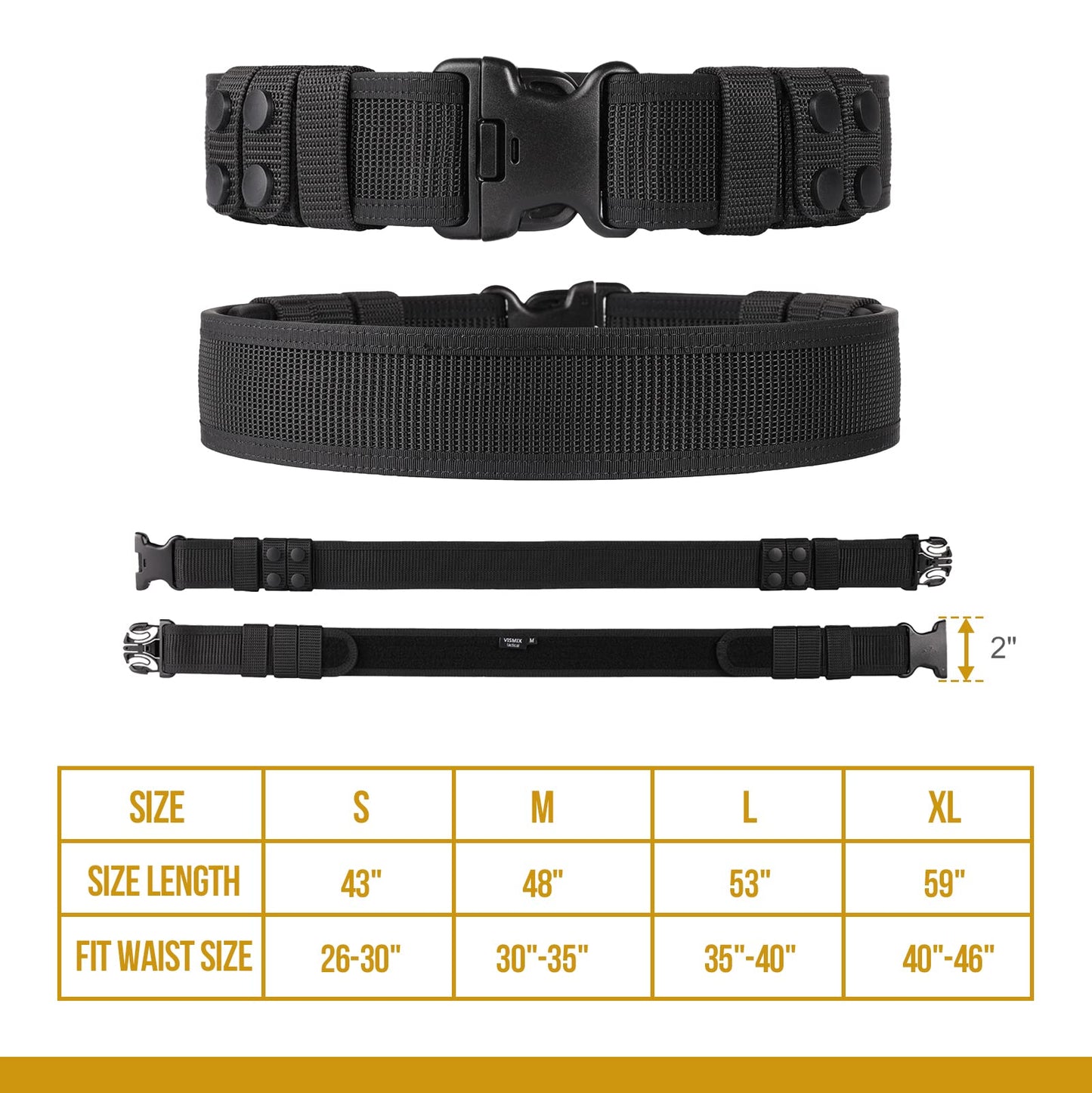 VISMIX Duty Blet, 2" Security Nylon Duty Belts Law Enforcement with 4 Belt Keepers