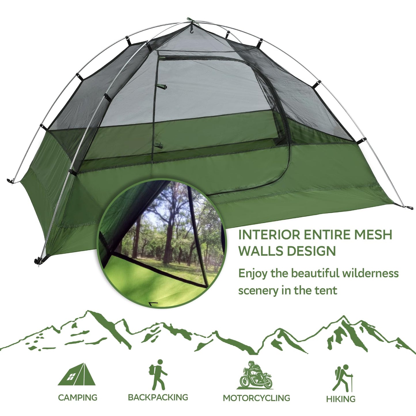 Clostnature Lightweight Tent for Backpacking - 2 Person Ultralight Backpacking Tent, Waterproof Easy Setup Camping Tent, Hiking Tents for Outdoor, Hiking and Mountaineering
