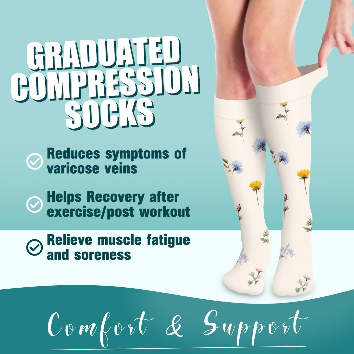 COOLOVER Copper Compression Socks for Women and Men(6 Pairs)-Best Support for Running, Athletic, Travel